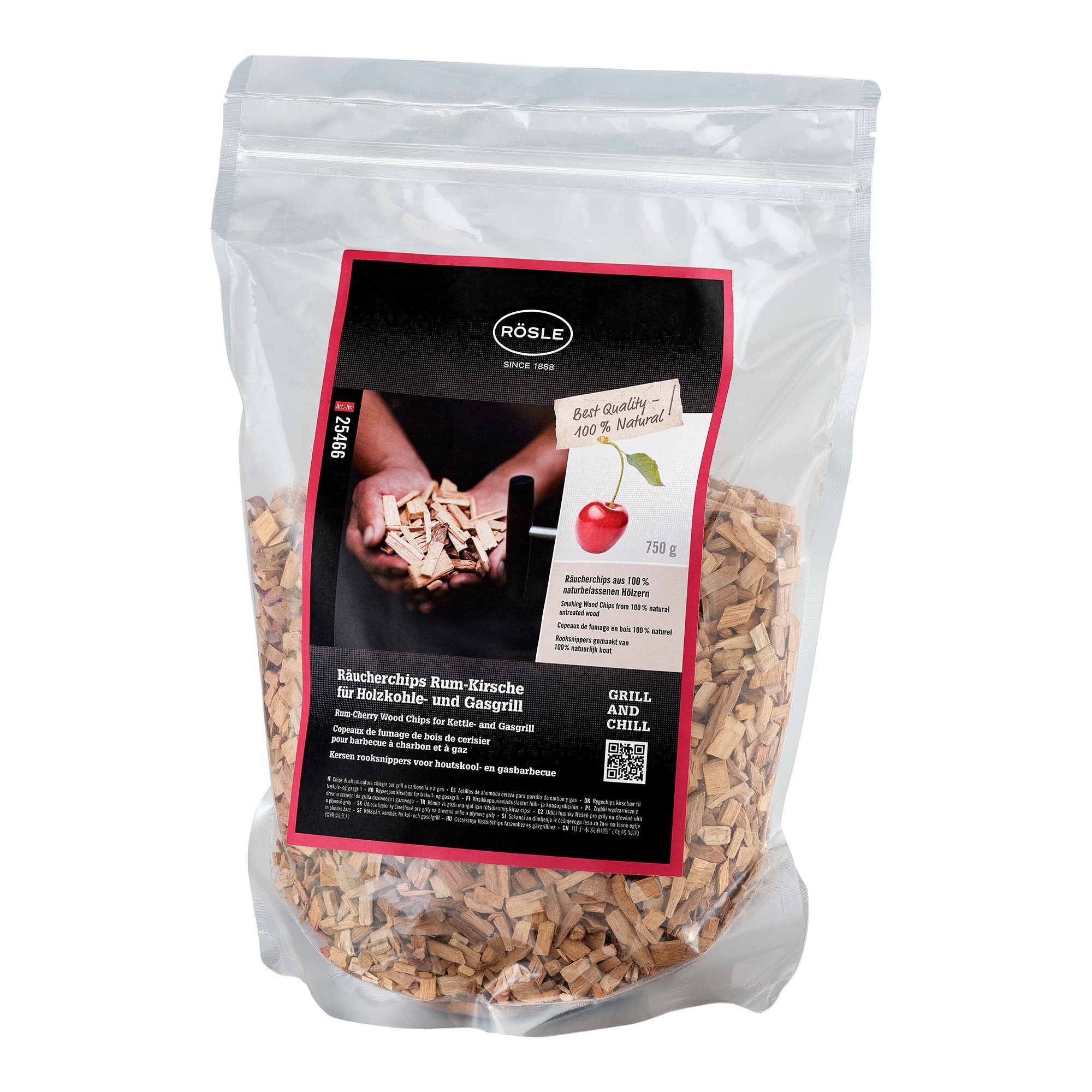 Rösle Copeaux de fumage Rhum cerise 750 g p. Barbecue boule/gaz